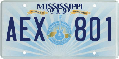 MS license plate AEX801