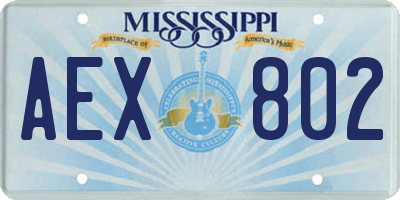 MS license plate AEX802
