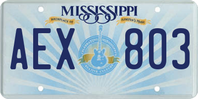 MS license plate AEX803