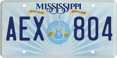 MS license plate AEX804