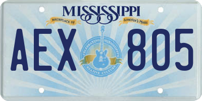 MS license plate AEX805
