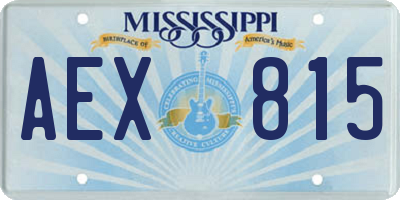 MS license plate AEX815