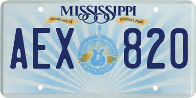 MS license plate AEX820