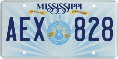 MS license plate AEX828