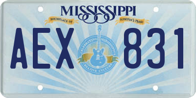 MS license plate AEX831