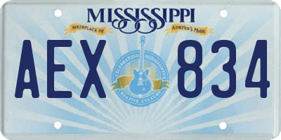 MS license plate AEX834