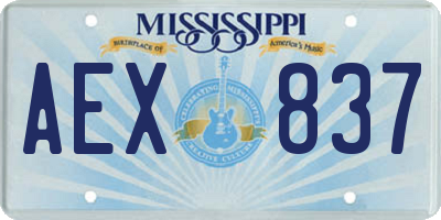 MS license plate AEX837