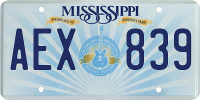 MS license plate AEX839