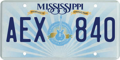 MS license plate AEX840