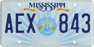 MS license plate AEX843