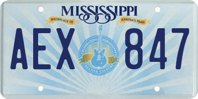 MS license plate AEX847