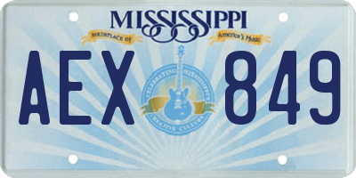 MS license plate AEX849