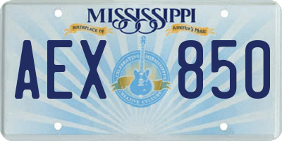 MS license plate AEX850