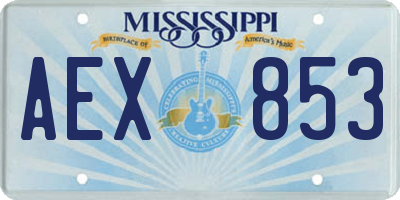 MS license plate AEX853