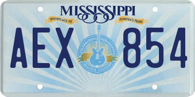 MS license plate AEX854