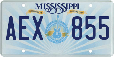 MS license plate AEX855