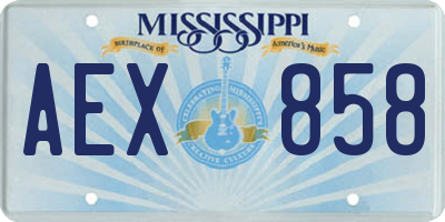 MS license plate AEX858