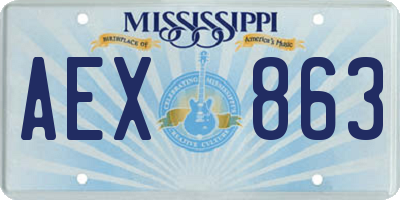 MS license plate AEX863