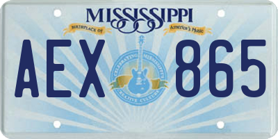 MS license plate AEX865