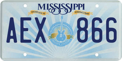 MS license plate AEX866