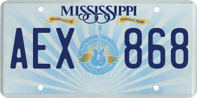 MS license plate AEX868