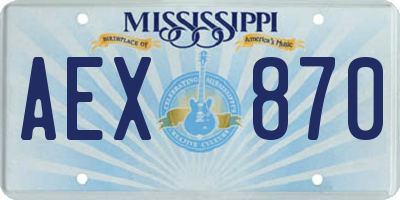 MS license plate AEX870