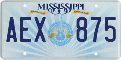 MS license plate AEX875