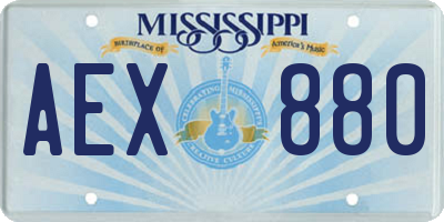 MS license plate AEX880