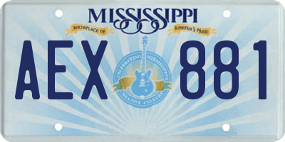 MS license plate AEX881