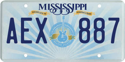 MS license plate AEX887