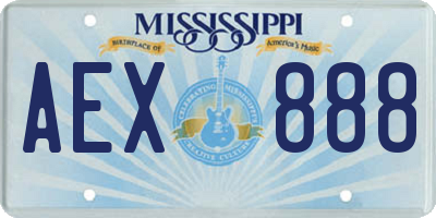 MS license plate AEX888