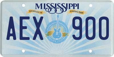 MS license plate AEX900