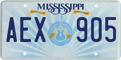 MS license plate AEX905
