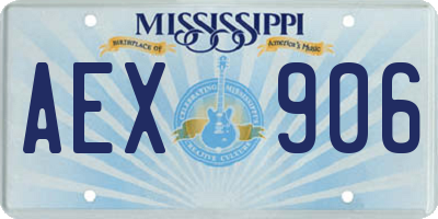 MS license plate AEX906