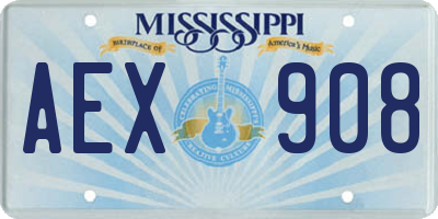 MS license plate AEX908