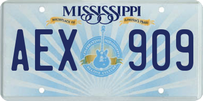 MS license plate AEX909