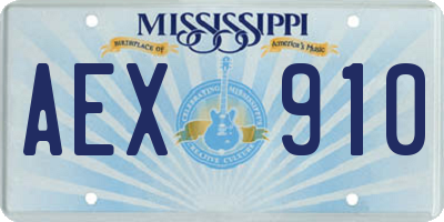 MS license plate AEX910
