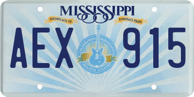 MS license plate AEX915