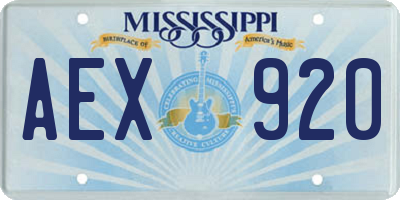 MS license plate AEX920