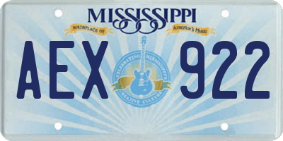 MS license plate AEX922