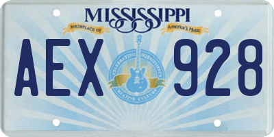 MS license plate AEX928