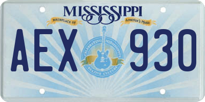 MS license plate AEX930