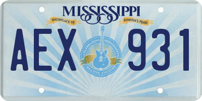 MS license plate AEX931
