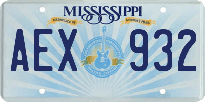 MS license plate AEX932