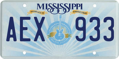 MS license plate AEX933