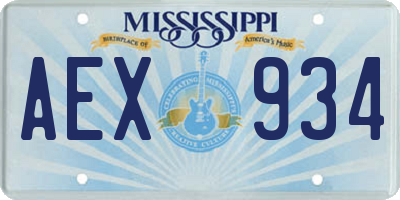 MS license plate AEX934