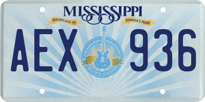 MS license plate AEX936
