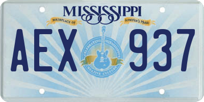 MS license plate AEX937