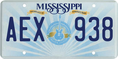 MS license plate AEX938
