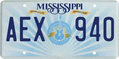 MS license plate AEX940